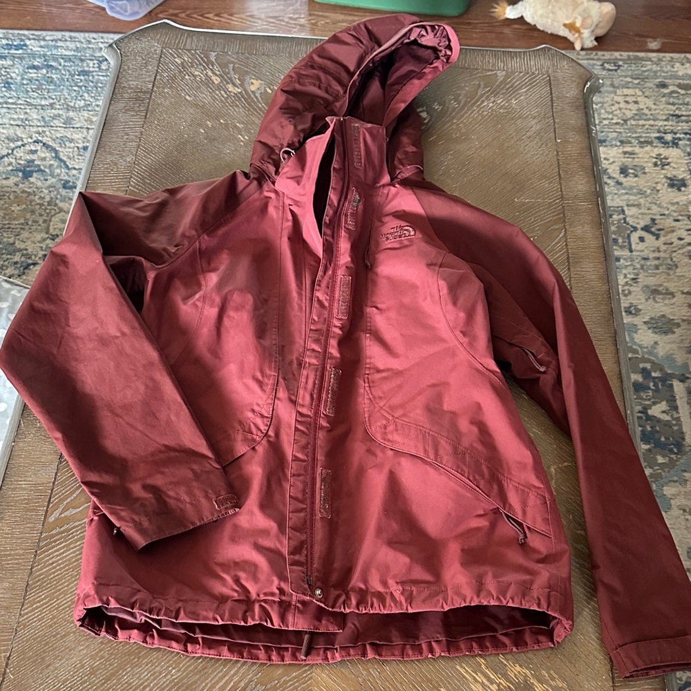 The North Face Maroon Hooded Outdoor Jacket